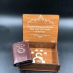 DERİ CÜZDAN TAKIM BASKILI - AHŞAP KUTU HEDİYELİ - HAKİKİ DERİ