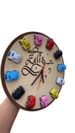 Ahşap Metal 12 Vosvos'lu Duvar Saati - Görsel 2