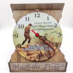 Öğretmenler Gününe Özel Kişiye Özel Yazılı Renkli Atatürk Temalı Ahşap Plaket Saat