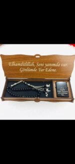 Gümüş Baş Harfli Oniks Doğaltaş Tesbih ve Çakmak