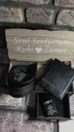 Ahşap Kutulu Kemer Cüzdan ve Çakmak Kombin - Görsel 2