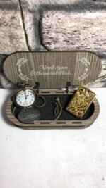 Köstekli Saatli ve Çakmaklı Kutu Kombin