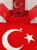 Ahşap Kutulu Ay Yıldız Bayraklı Kadife  Kuran - Görsel 5