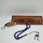 Ahşap Kutu Ve Anahtarlıklı Gümüş İsimli Toz Kehribar Tesbih