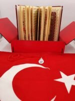 Ahşap Kutulu Ay Yıldız Bayraklı Kadife  Kuran - Görsel 4