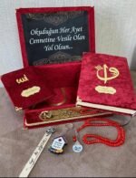 Renk Seçenekli Kişiye Özel Rahleli Kadife Kaplı Kur'an-ı Kerim Seti - Görsel 2